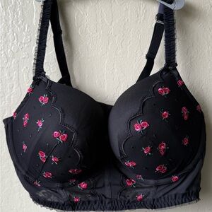 Pretty Black w/Pink Floral Boost Balconette 42DDD